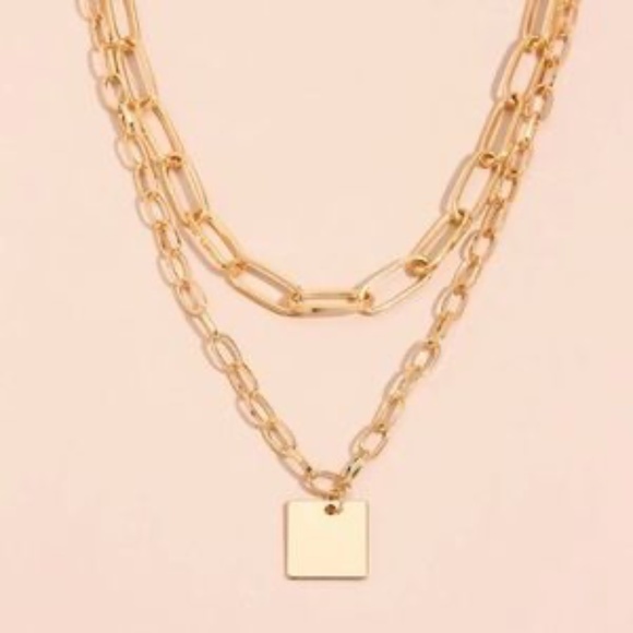 Modern Gold Layered Paperclip Necklace - Picture 2 of 5